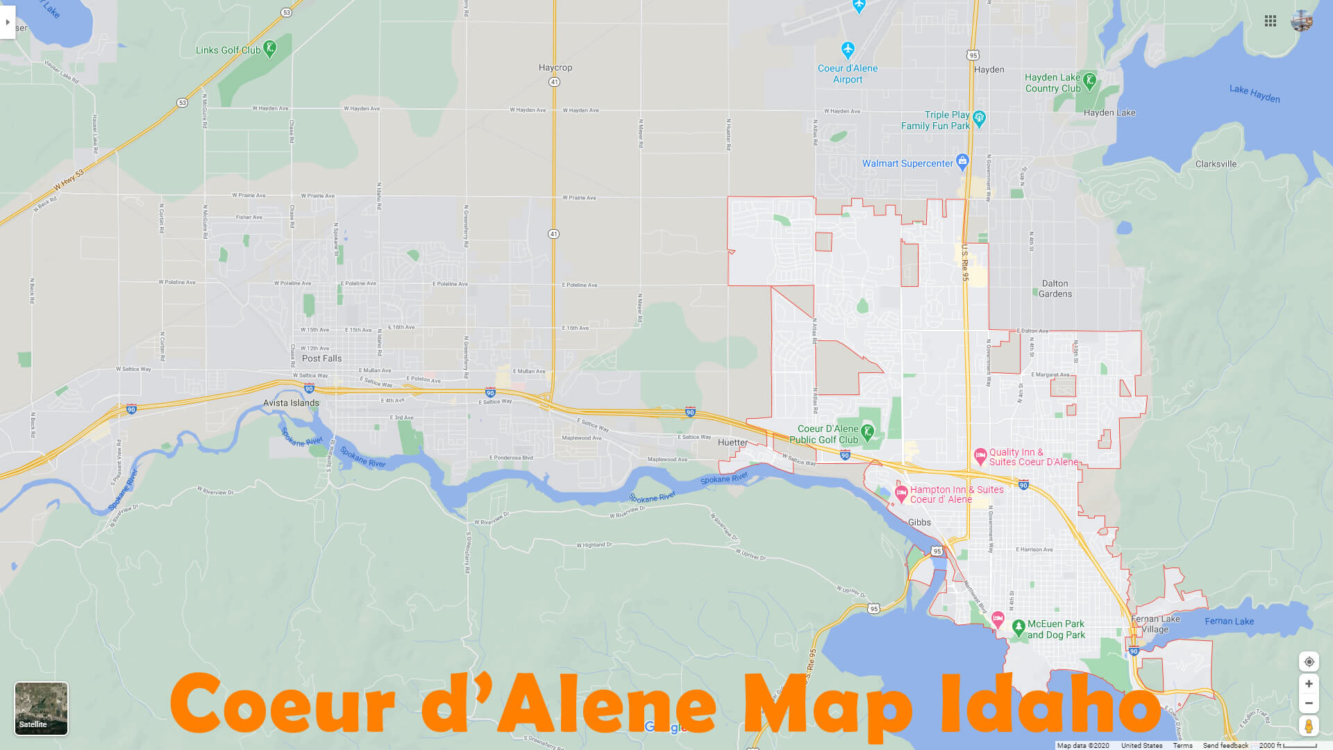 Coeur d'Alene Map Idaho